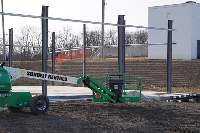 vertical beams of a new building